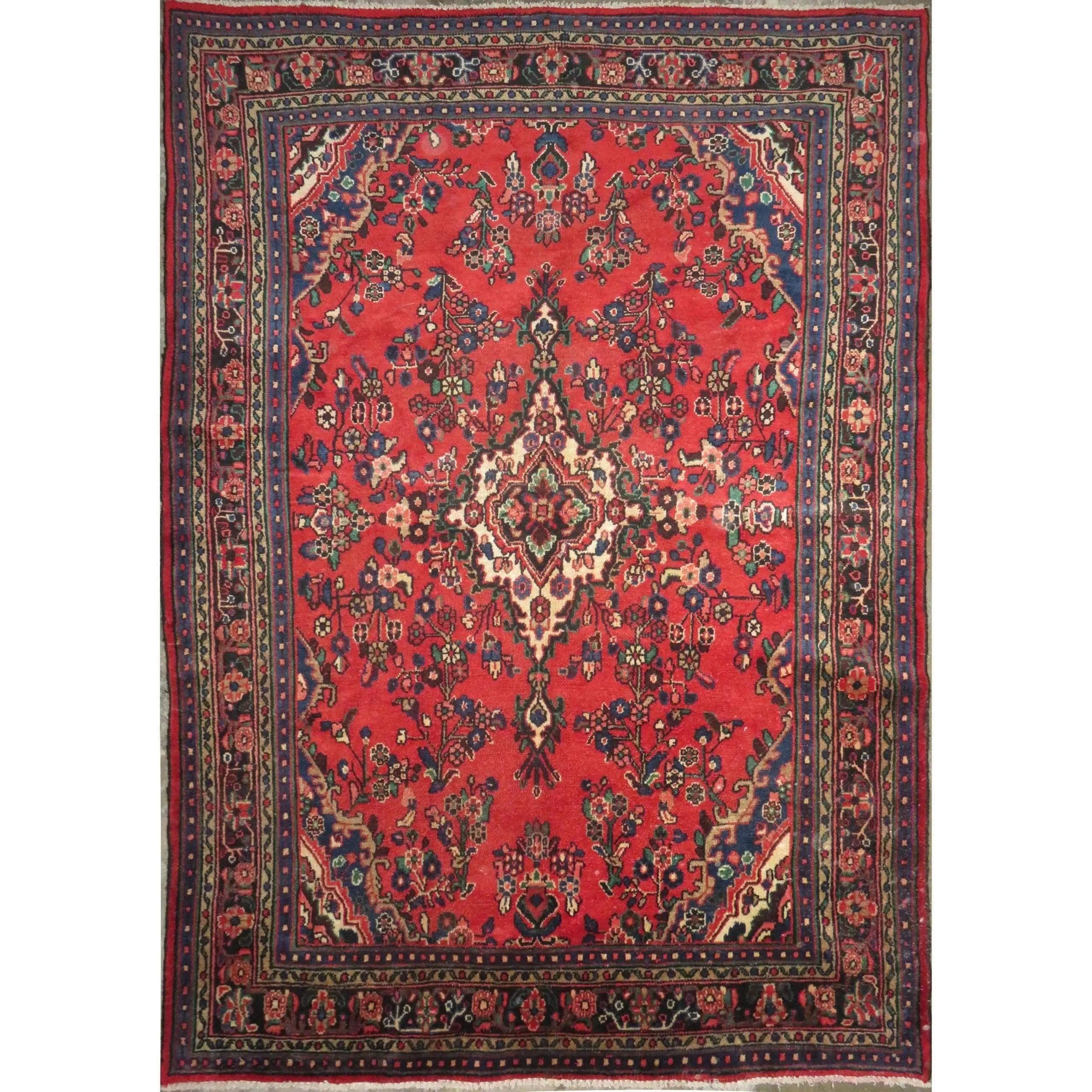 One Of The Kind Hand-Knotted Persian Wool Rug _ Luxurious Vintage Design, 10'2" x 6'7", Artisan Crafted